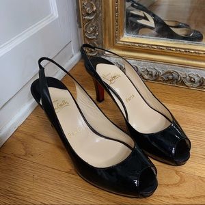 CHRISTIAN LOUBOUTIN Patent Leather Open-Toe Pumps
